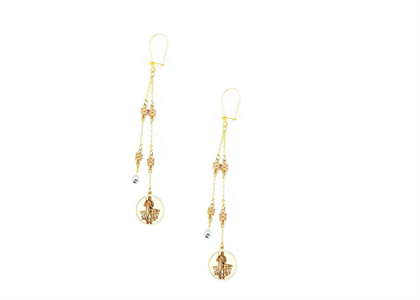 Three Tone Plated Saint Jude Dangler Earring